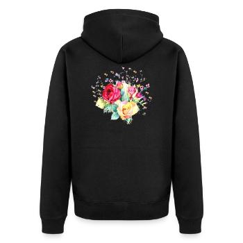 strauss Blumenstrauß Blumen Flowers Rose Rosen - Unisex Premium Bio Zip Hoodie - Schwarz - Hinten - Nico (187cm)
