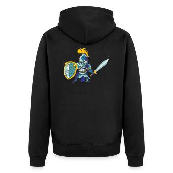 ritter schwert mittelalter comic - Unisex Premium Bio Zip Hoodie - Schwarz - Hinten - Nico (187cm)