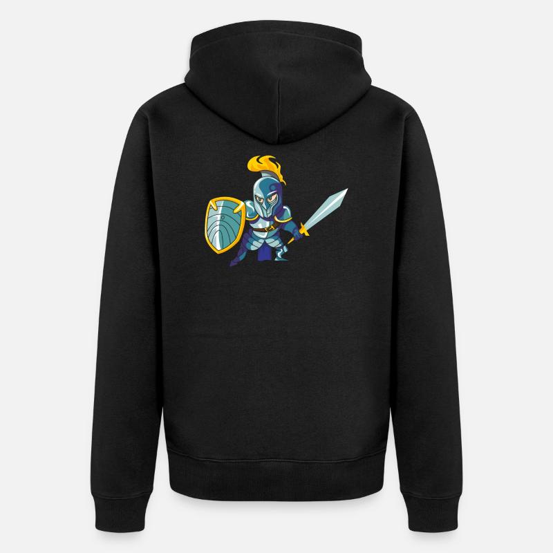 ritter schwert mittelalter comic - Unisex Premium Bio Zip Hoodie - Schwarz