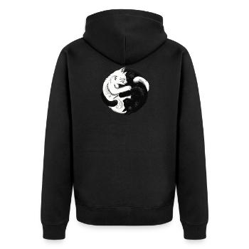 Deux chats, équilibre,blanc, noir - Veste à capuche bio Premium Unisexe - noir - Dos - Nico (187cm)