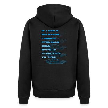 Delorean Time Driving Future Back Time Travel Movie - Unisex Premium Organic Zip Hoodie - black - Back - Nico (187cm)