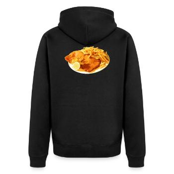 Schnitzel - Unisex Premium Bio Zip Hoodie - Schwarz - Hinten - Nico (187cm)