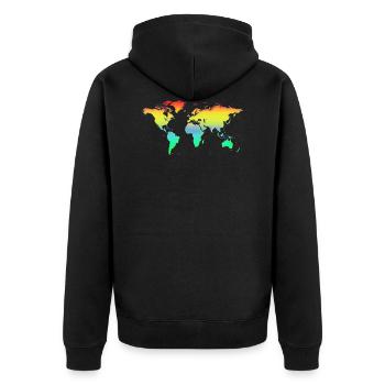 World map colorful - Unisex Premium Organic Zip Hoodie - black - Back - Nico (187cm)