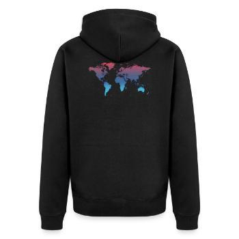 World map colorful - Unisex Premium Organic Zip Hoodie - black - Back - Nico (187cm)