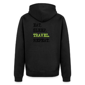 Eat Sleep Travel Repeat Travel Travel Gift - Unisex Premium Organic Zip Hoodie - black - Back - Nico (187cm)