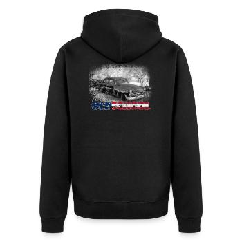 old school us car - Unisex Premium Organic Zip Hoodie - black - Back - Nico (187cm)