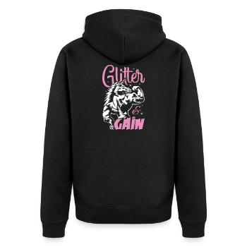 einhorn fitness glitzer muskeln - Unisex Premium Bio Zip Hoodie - Schwarz - Hinten - Nico (187cm)