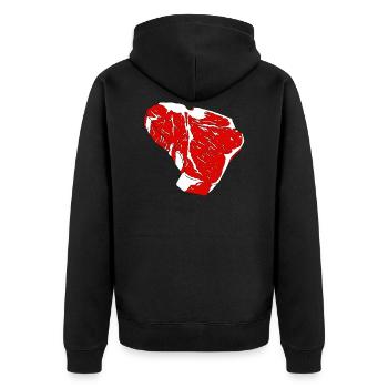 T-Bone Steak - Unisex Premium Bio Zip Hoodie - Schwarz - Hinten - Nico (187cm)