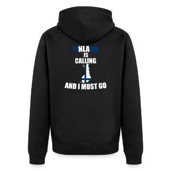 Finland - Unisex Premium Organic Zip Hoodie - black - Back - Nico (187cm)