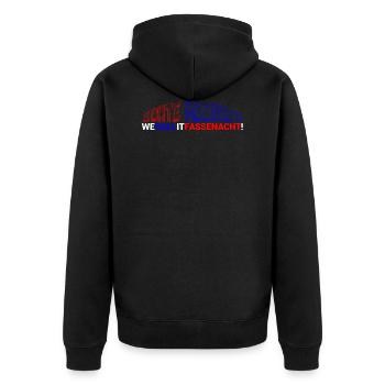 Das Geschenk zur Fastnacht er aus Mainz - Unisex Premium Bio Zip Hoodie - Schwarz - Hinten - Nico (187cm)