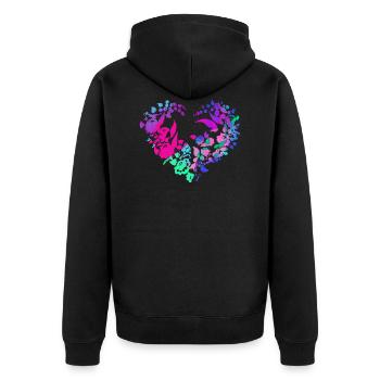 Hungarian flowers, blue, flower heart, heart, paprika - Unisex Premium Organic Zip Hoodie - black - Back - Nico (187cm)