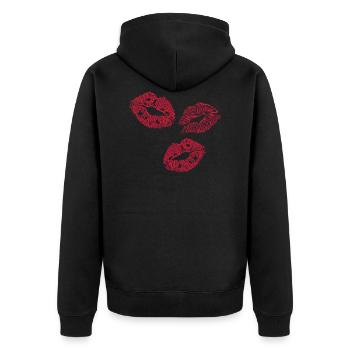 lips - Unisex Premium Organic Zip Hoodie - black - Back - Nico (187cm)