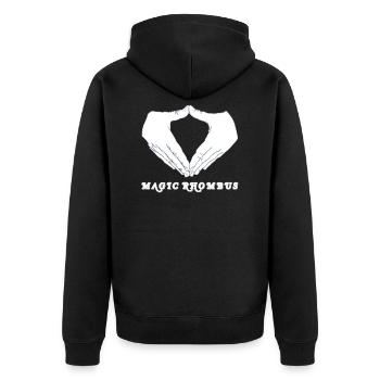 Magic Rhombus - Unisex Premium Bio Zip Hoodie - Schwarz - Hinten - Nico (187cm)