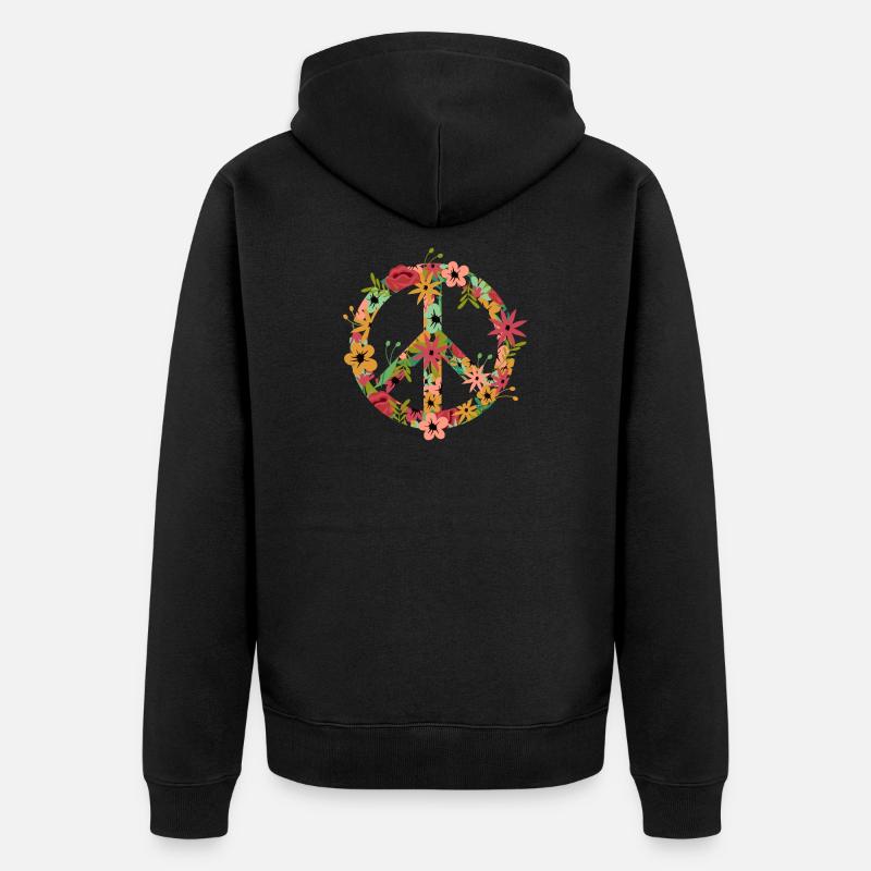 Peace Hippie Flower Power - Veste à capuche bio Premium Unisexe - noir