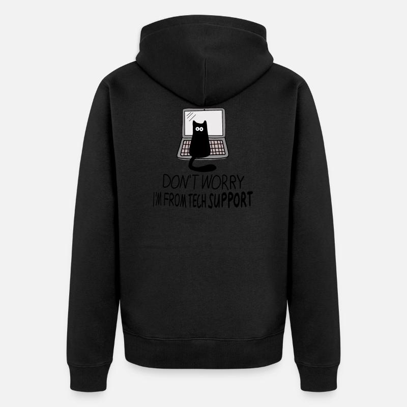 Tech Support Katze - Unisex Premium Bio Zip Hoodie - Schwarz
