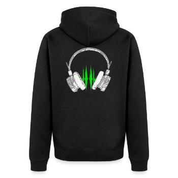 DJ Headphones Music Wave - Unisex Premium Organic Zip Hoodie - black - Back - Nico (187cm)