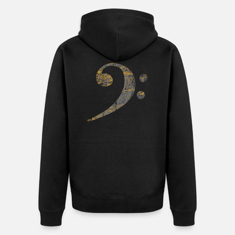 Clé basse, Bass Clef distressed - Veste à capuche bio Premium Unisexe - noir