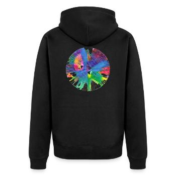 Lavakreis blau - von kindermalerei - Unisex Premium Bio Zip Hoodie - Schwarz - Hinten - Nico (187cm)