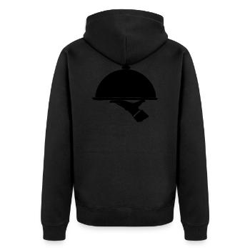 Servierglocke Kellner Herr Ober Geschenk Glosche - Unisex Premium Bio Zip Hoodie - Schwarz - Hinten - Nico (187cm)