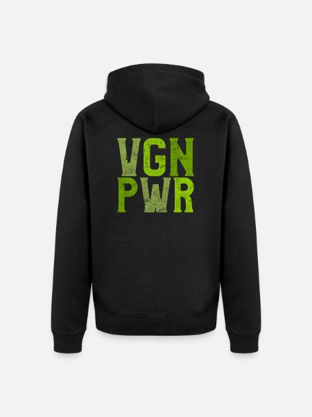Vegan force saying - Unisex Premium Organic Zip Hoodie - black