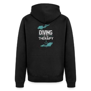 Diving saying therapy - Unisex Premium Organic Zip Hoodie - black - Back - Nico (187cm)