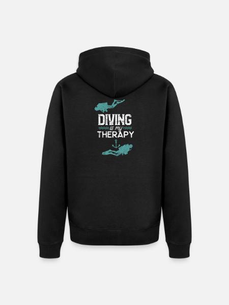 Diving saying therapy - Unisex Premium Organic Zip Hoodie - black