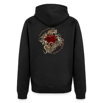 forbidden fruit - Unisex Premium Bio Zip Hoodie - Schwarz - Hinten - Nico (187cm)