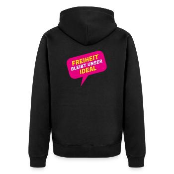 La liberté reste notre idéal - FDP JuLis Liberal - Veste à capuche bio Premium Unisexe - noir - Dos - Nico (187cm)
