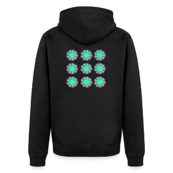 L’illusion de cercles Goa modèle - Veste à capuche bio Premium Unisexe - noir - Dos - Nico (187cm)
