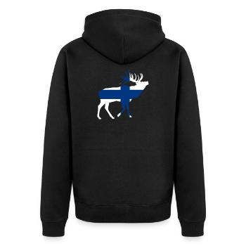 finnland Elch - Unisex Premium Bio Zip Hoodie - Schwarz - Hinten - Nico (187cm)