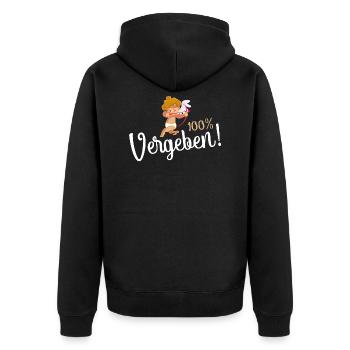 Vergeben Engel Valentinstag - Unisex Premium Bio Zip Hoodie - Schwarz - Hinten - Nico (187cm)