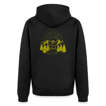 Berge Natur Landschaft - Unisex Premium Bio Zip Hoodie - Schwarz - Hinten - Nico (187cm)
