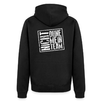 nicht ohne mein team - Unisex Premium Bio Zip Hoodie - Schwarz - Hinten - Nico (187cm)