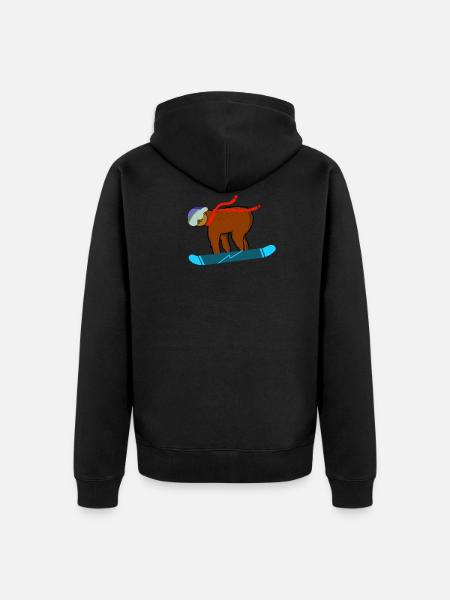 Snowboard sloth - Unisex Premium Organic Zip Hoodie - black