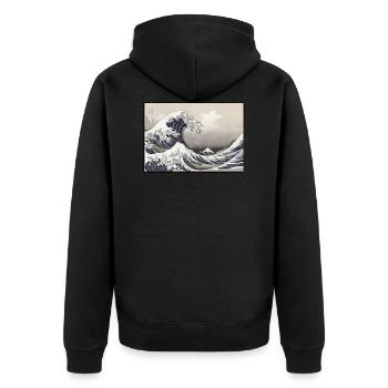 Die Welle - Unisex Premium Bio Zip Hoodie - Schwarz - Hinten - Nico (187cm)