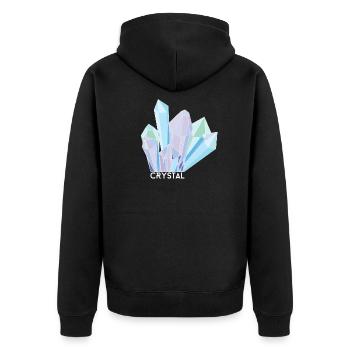 Kristall - Unisex Premium Bio Zip Hoodie - Schwarz - Hinten - Nico (187cm)