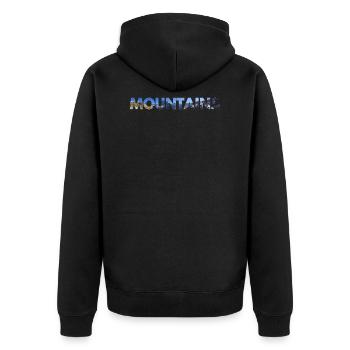 MOUNTAINS Berge - Berg Mountain - Unisex Premium Bio Zip Hoodie - Schwarz - Hinten - Nico (187cm)