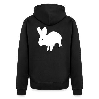 weisser Hase - Unisex Premium Bio Zip Hoodie - Schwarz - Hinten - Nico (187cm)