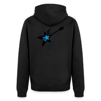 Rock-Gitarre mit Musik-Note - Unisex Premium Bio Zip Hoodie - Schwarz - Hinten - Nico (187cm)