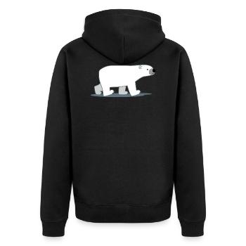 Walking Cartoon Polar Bear - Cheerful Madness!! - Unisex Premium Organic Zip Hoodie - black - Back - Nico (187cm)