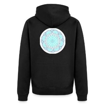 Mandala in turquoise blue - Unisex Premium Organic Zip Hoodie - black - Back - Nico (187cm)