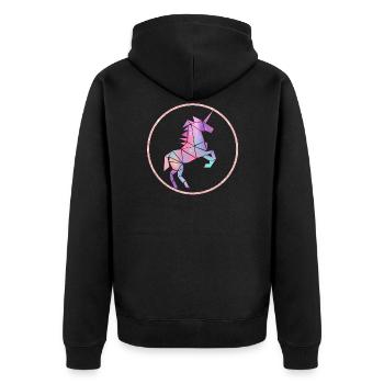 origami unicorn unicorn - Unisex Premium Organic Zip Hoodie - black - Back - Nico (187cm)