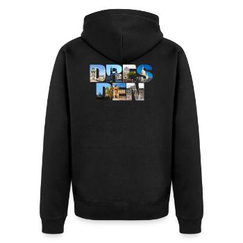 Dresden Sachsen Deutschland - Unisex Premium Bio Zip Hoodie - Schwarz - Hinten - Nico (187cm)
