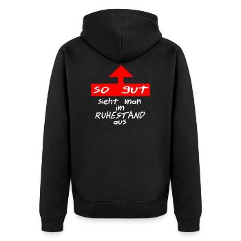 retirement - Unisex Premium Organic Zip Hoodie - black - Back - Nico (187cm)