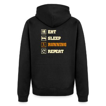 running - Unisex Premium Bio Zip Hoodie - Schwarz - Hinten - Nico (187cm)