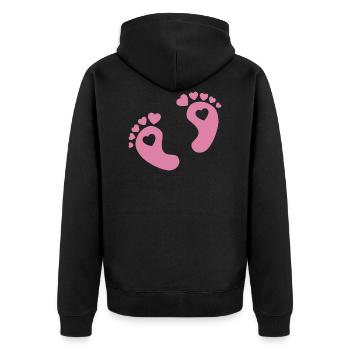 Baby Feet Heart Love Pink Girl Parents Gift - Unisex Premium Organic Zip Hoodie - black - Back - Nico (187cm)