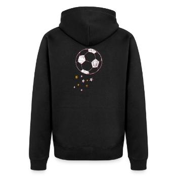 Fußball - Unisex Premium Bio Zip Hoodie - Schwarz - Hinten - Nico (187cm)
