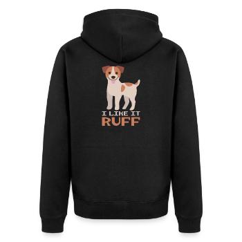 I Like It Ruff Dog - Unisex Premium Organic Zip Hoodie - black - Back - Nico (187cm)