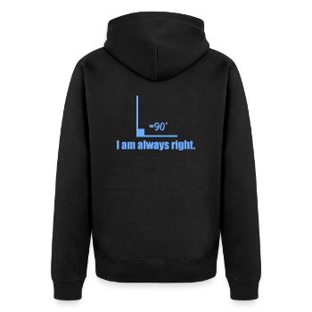 Geek I'm Always Right -Geschenkidee - Unisex Premium Bio Zip Hoodie - Schwarz - Hinten - Nico (187cm)
