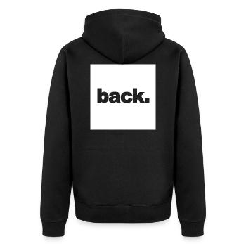 Texte de cadeau de typo sexy arrière déclaration arrière - Veste à capuche bio Premium Unisexe - noir - Dos - Nico (187cm)